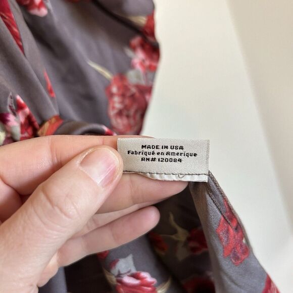 Tucker Womens Dolman Sleeve Floral Print V Neck A Line Dress Taupe Red Size M - Picture 8 of 9